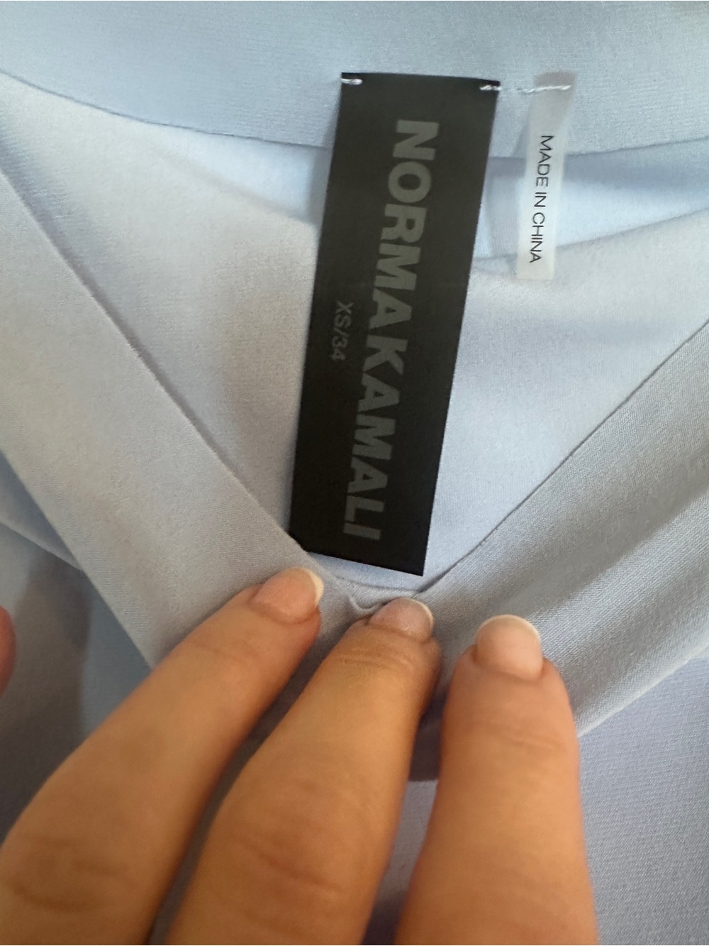 Norma Kamali Light Blue Draped, Off-the-Shoulder Sleeveless Top - Picture 3 of 7